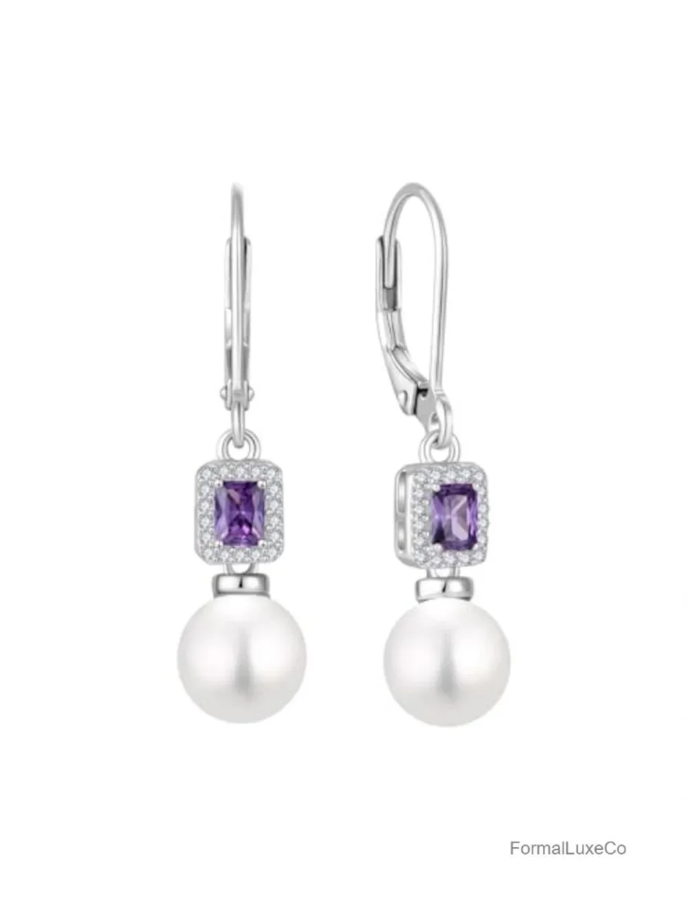 Pearl Dangle Leverback Earrings 925 Sterling Silver Birthstone Drop Earrings